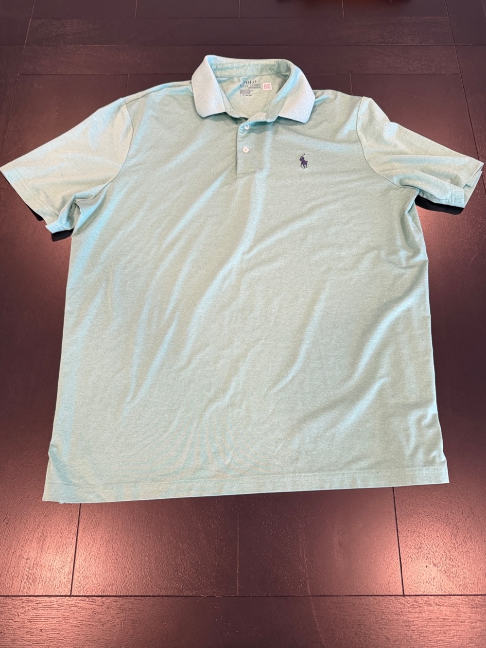 Polo by Ralph Lauren Men’s Performance Heather Mint Green Polo Shirt - Large